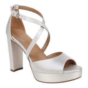 Naturalizer Women's Melody Platform Peep Toe Dress Sandals White Size 8